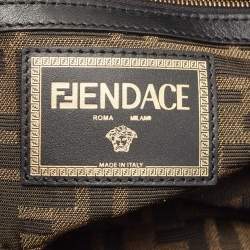 Fendi x Versace Fendace Blue/Black Denim and Leather Fendace Patchwork Baguette Bag