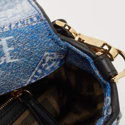 Fendi x Versace Fendace Blue/Black Denim and Leather Fendace Patchwork Baguette Bag