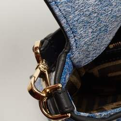 Fendi x Versace Fendace Blue/Black Denim and Leather Fendace Patchwork Baguette Bag