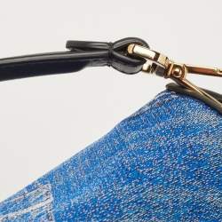 Fendi x Versace Fendace Blue/Black Denim and Leather Fendace Patchwork Baguette Bag