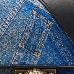 Fendi x Versace Fendace Blue/Black Denim and Leather Fendace Patchwork Baguette Bag