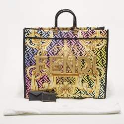 Fendi x Versace Multicolor Baroque Print Canvas and Leather Large Fendace Sunshine Tote
