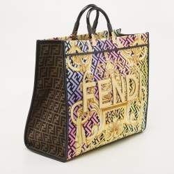 Fendi x Versace Multicolor Baroque Print Canvas and Leather Large Fendace Sunshine Tote