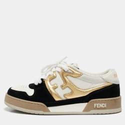 Fendi x Versace Multicolor Leather and Suede Match Sneakers Size 37