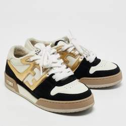 Fendi x Versace Multicolor Leather and Suede Match Sneakers Size 37