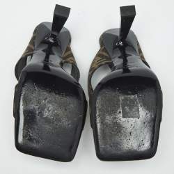 Pre Owned Fendi x Versace Brown Zucca Canvas Medusa Slide Sandals Size 36.5