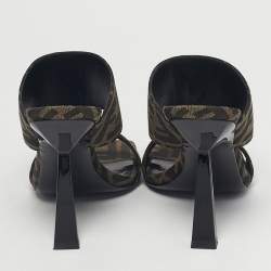 Pre Owned Fendi x Versace Brown Zucca Canvas Medusa Slide Sandals Size 36
