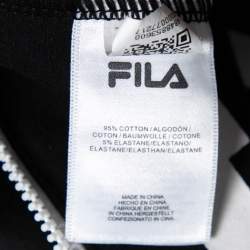 Pre Owned Fila Black & Grey Logo Printed Cotton Sleeveless Jumpsuit M