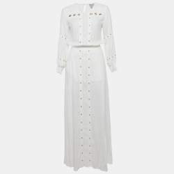 Pre Owned Finders Keepers The Label White Crepe Grommet Detail Maxi Dress XS