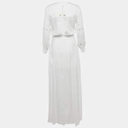 Pre Owned Finders Keepers The Label White Crepe Grommet Detail Maxi Dress XS
