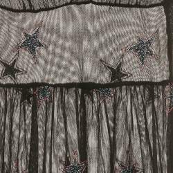 Pre Owned Fleur du Mal Black Star Embroidered Mesh Sheer Midi Dress M