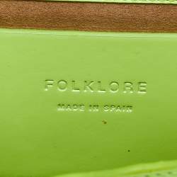 Pre Owned حقيبة كروس بودي فولكلور جلد بحلقة لون أخضر نيون