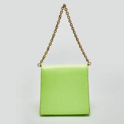 Pre Owned حقيبة كروس بودي فولكلور جلد بحلقة لون أخضر نيون