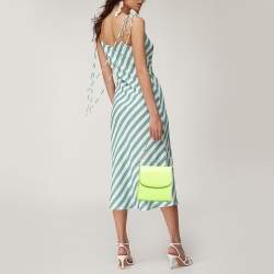 Pre Owned حقيبة كروس بودي فولكلور جلد بحلقة لون أخضر نيون