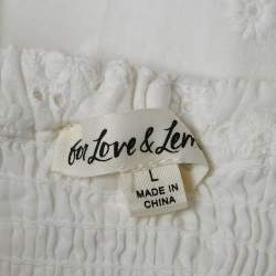 Pre Owned For Love And Lemons White Embroidered Cotton Sleeveless Mini Dress L