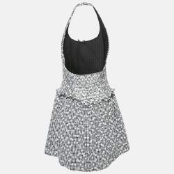 Pre Owned For Love & Lemons Monogram Floral Embroidered Checks Mini Dress M