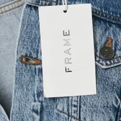 Frame Blue Denim Rosette Sleeve Jacket S