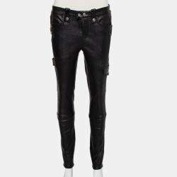 Frame Atelier Black Leather Skinny Moto Pants M