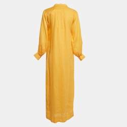 Frame Yellow Ramie Kaftan Maxi Dress XS
