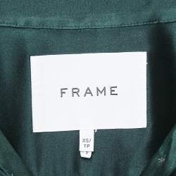 Frame Green Satin Silk Button Front Shirt XS