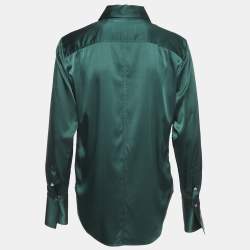 Frame Green Satin Silk Button Front Shirt XS