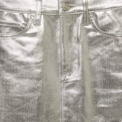 Frame Silver Coated Denim Mini Skirt S