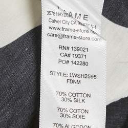 Pre Owned Frame Black /White Printed Cotton Blend Front Twist Shirt XS