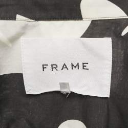 Pre Owned Frame Black /White Printed Cotton Blend Front Twist Shirt XS