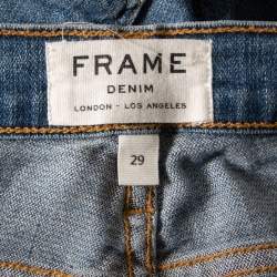 Frame Blue Denim High Skinny Frayed Hem Jeans M