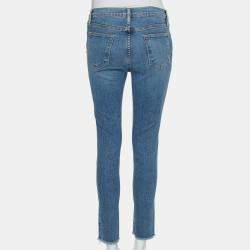 Frame Blue Denim High Skinny Frayed Hem Jeans M
