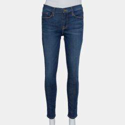Frame Navy Blue Denim Le Skinny de Jeanne Crop Lennox Jeans M