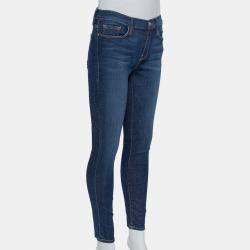 Frame Navy Blue Denim Le Skinny de Jeanne Crop Lennox Jeans M