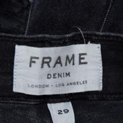 Frame Black Faded Denim Le Skinny de Jeanne Distressed Jeans M