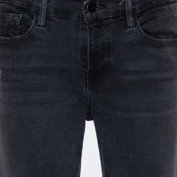 Frame Black Faded Denim Le Skinny de Jeanne Distressed Jeans M