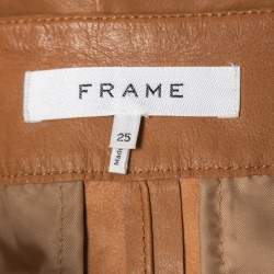 Frame Brown Leather Belted Shorts S