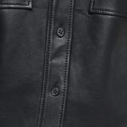 Frame Black Leather Button Front Half Sleeve Shirt S