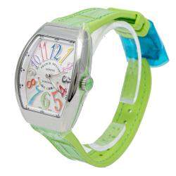 Pre Owned Franck Muller White Vanguard Color Dream Steel Women's Wristwatch 32X42MM