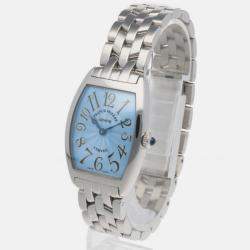 Franck Muller Blue Stainless Steel Tonneau Curvex Quartz Women's Wristwatch 25 mm