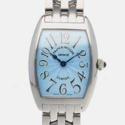 Franck Muller Blue Stainless Steel Tonneau Curvex Quartz Women's Wristwatch 25 mm