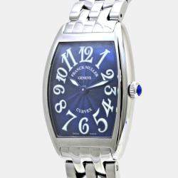 Franck Muller Blue Stainless Steel Cintree Curvex 1752QZ AC Quartz Women's Wristwatch 25 mm