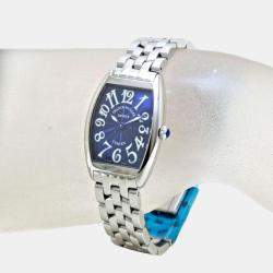 Franck Muller Blue Stainless Steel Cintree Curvex 1752QZ AC Quartz Women's Wristwatch 25 mm