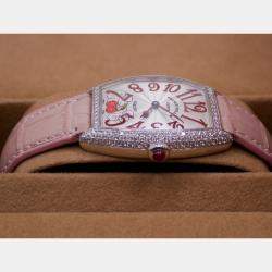 Franck Muller Silver Diamond 18k White Gold Cintree Curvex  Quartz Women's Wristwatch 29 mm