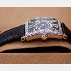 Franck Muller Black Diamond 18k White Gold Long Island Quartz Women's Wristwatch 29 mm