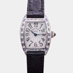 Franck Muller Silver 18k White Gold Diamond Curvex Manual Winding Women's Wristwatch 20 mm