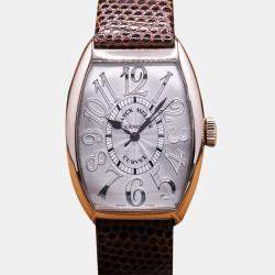 Franck Muller Silver 18k White Gold Cintree Curvex 5850 SC Automatic Women's Wristwatch 32 mm