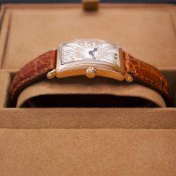 Franck Muller Silver 18k Rose Gold Long Island Quartz Women's Wristwatch 23 mm