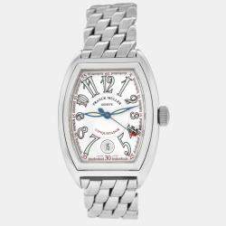 Franck Muller White Stainless Steel Conquistador 8000SC Automatic Women's Wristwatch 35 mm