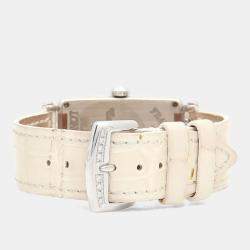 مملوكة مسبقًا ساعة يد نسائية فرانك مولر لونغ آيلاند كوارترز ذهب أبيض مرصعة بالألماس 23 مم