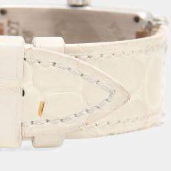 مملوكة مسبقًا ساعة يد نسائية فرانك مولر لونغ آيلاند كوارترز ذهب أبيض مرصعة بالألماس 23 مم