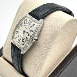 Pre Owned Franck Muller Cintree Curvex 1752 QZ D Quartz Silver Diamond 18K White Gold Women's Wristwatch 25 mm